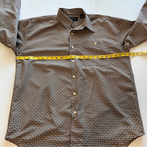 Bogari Studio Italy Button Up CasualLong Sleeve Shirt Patterned Taupe Size Large - Picture 8 of 8